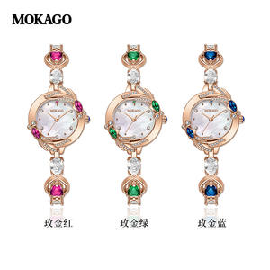 นาฬิกาข้อมือสตรีประดับเพชรสีโรสโกลด์ระดับไฮเอนด์กันน้ำสายทองแดง reloj luxus uhr - Product Image 4