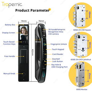 <span class=keywords><strong>Serrure</strong></span> de porte intelligente avec caméra électrique automatique pour porte extérieure, étanche, Tuya Wifi, empreinte digitale, reconnaissance faciale 3D Tuya - Product Image 2