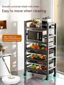 Étagère de cuisine mobile <span class=keywords><strong>à</strong></span> 3/4/5 niveaux, panier <span class=keywords><strong>à</strong></span> légumes et fruits sur pied, support de rangement de cuisine domestique mobile - Product Image 5