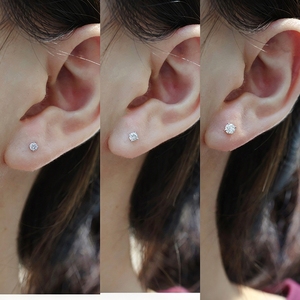 อาซูโอ รีอัล 18 เค โซลิดโกลด์เพชรธรรมชาติทรงบริลเลียนท์คัท 0.10 กะรัต-0.60 กะรัตต่างหูแบบคลาสสิก 4 กรงเล็บ ของขวัญสำหรับผู้หญิง สวมใส่ได้ทุกวัน - Product Image 5