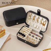 Boîte organisateur de bijoux en cuir PU pour femmes et filles, petite boîte de voyage pour boucles d'oreilles, anneaux et colliers