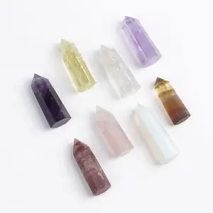 Natuurlijke Rozenkwarts Wands Crystal Tower Hexagon Column Ornamenten Crystal Point