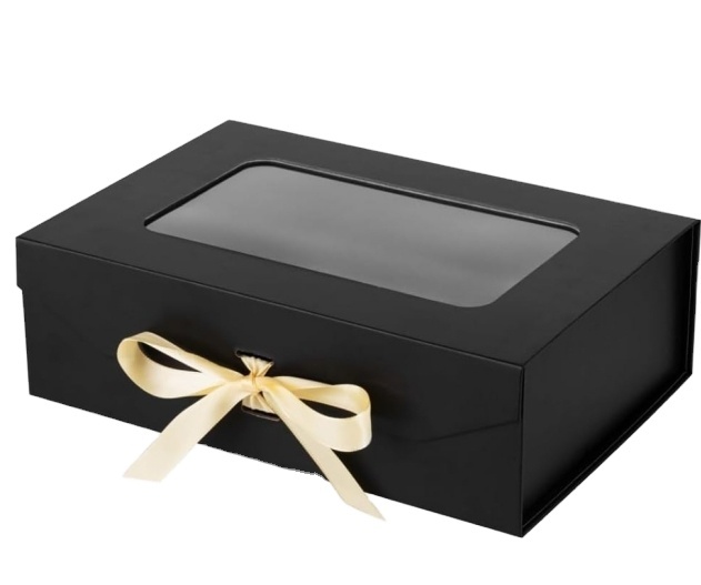 Luxury Custom Printing Black Folding Birthday Gift Box With Tissue Paper and Thank You Card.