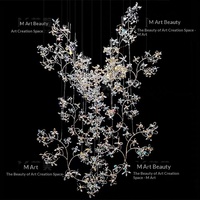 Nouveau Lustre LED de Luxe en Cristal en Forme de Branche Florale pour Installation de Projet, Idéal pour Salon, Salle à Manger, Lampe Principale de Style Artistique Créatif