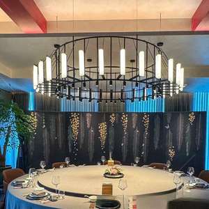 Lampadario a sospensione rotondo di lusso in alabastro per ristoranti di hotel contemporanei, illuminazione per soffitti alti - Product Image 2