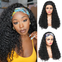 Perruque Bandeau en Cheveux Humains Remy de Gros, Perruque Bandeau Sans Colle et Sans Lacet, Perruques Bandeau en Cheveux Bruts Péruviens pour Femmes Noires