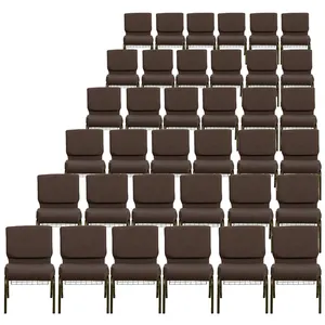 Nieuw Ontwerp Groothandel Interlock Stapelbare Gebruikte Metalen Stof Kerkstoelen Commerciële Theaterstoel Te Koop