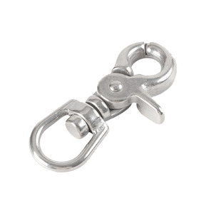 Porte-clés rotatif en acier inoxydable avec pince à griffes de chien grande taille, accessoires en métal - Product Image 1