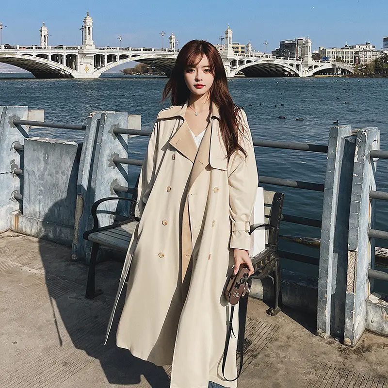 Nuovo trench atmosferico di fascia alta da donna di media lunghezza primavera e autunno versione coreana cappotto sciolto di design di nicchia