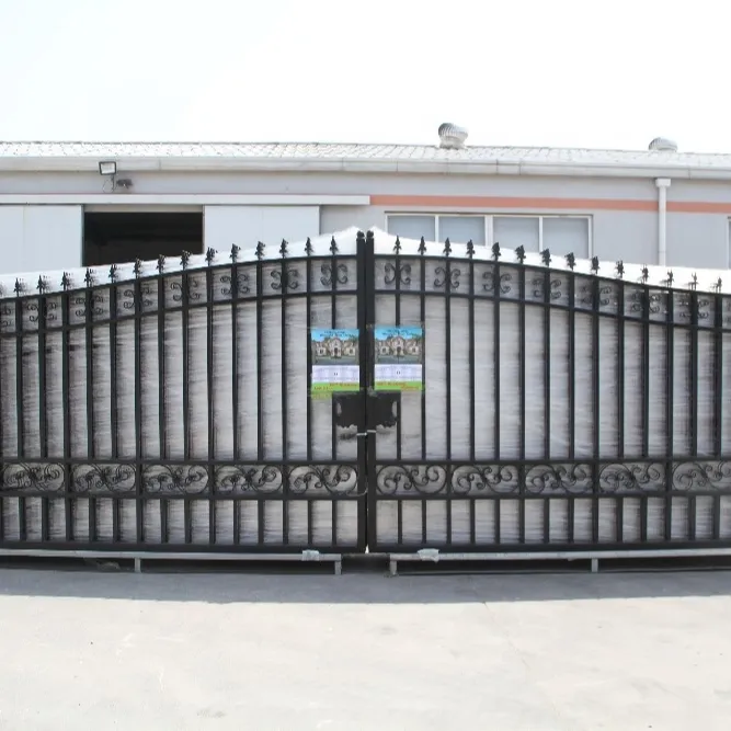 House forged iron gate Security door designs 20Ft Suihe Backyard Wrought Iron Gate