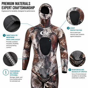 Muta Subacquea Mimetica Personalizzata 7MM per Pesca Subacquea e Apnea in Neoprene con Cerniera a Doppia Chiusura alle Caviglie - Product Image 3