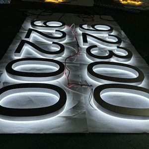 Letrero de metal cortado con láser de alta calidad, letras de negocios, número de casa retroiluminado con pintura plateada mate para uso de la empresa - Product Image 3