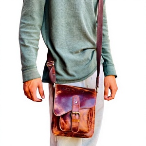Bolso de Noche Elegante para Hombre de Cuero Genuino Hecho a Mano de Alta Calidad con Cierre de Cremallera, Estampados de Animales y Logotipo de Cadena, Impermeable - Product Image 6