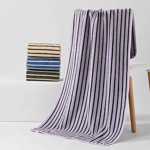 Ensemble de serviettes en microfibre rayées avec logo personnalisé, super absorbantes, douces, pour le bain et les mains, OEM ODM, étiquette privée, hôtel, spa, maison - Product Image 3