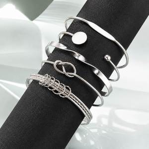 Punk Trendy Zinc Alloy Bracelets <b>Set</b> for Unisex Gold Color Bead Cuban Chain Irregular Layered Hand Charm Bracelet <b>Set</b> - Product Image 5