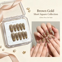 Ongles artificiels à presser de style français entièrement recouvrés en ABS de haute qualité avec colle, longueur moyenne et longue, extensions d'ongles
