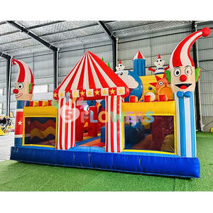 Nouveau design gonflable Jumping <span class=keywords><strong>Paradise</strong></span> Juegos Inflables Cirque Clown Thème Château de maison plein d'entrain avec toboggan - Product Image 1