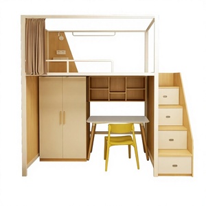 Heavy Duty Metal Loft Bunk <strong>Bed</strong> <strong>with</strong> <strong>Desk</strong> <strong>and</strong> Wardrobe for Student Dormitory Apartment Space Saving <strong>Bed</strong> - Product Image 6