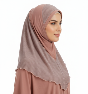 ผ้าคลุมศีรษะผู้หญิงแบบเรียบ ผ้าป่านคริสตัล ปักดิ้นทอง รุ่น H076 ---- # ฮิญาบ ผ้าคลุมศีรษะ คิมา ชัยลา ตูดุง - Product Image 1