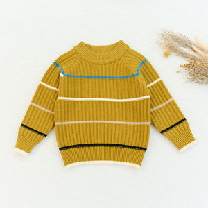 Automne hiver garçon rayé décoration Pit Strip tissage <span class=keywords><strong>pull</strong></span> en tricot garçons chandails - Product Image 5