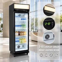 Réfrigérateur-congélateur vertical commercial à porte vitrée pour boissons, prix usine