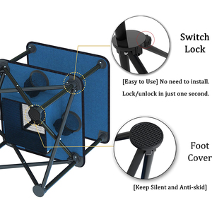 Table de camping pliante carrée à double couche, légère et portable, avec 4 porte-gobelets et panier - Product Image 3