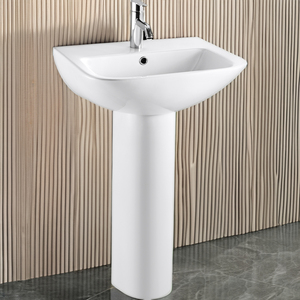 Commode de salle de bain de luxe en céramique blanche <span class=keywords><strong>vasque</strong></span> combiné piédestal meubles de salle de bain avec lavabo autoportant et robinet - Product Image 3
