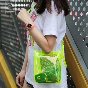 Transparent Mini Single Shoulder Bag Bucket PVC Crossbody Messenger Bag Japan Girls Candy PVC