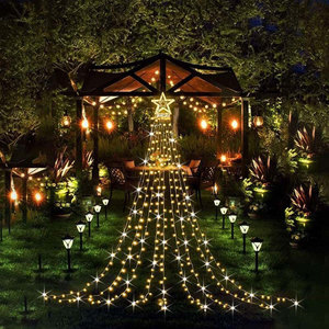 Luz LED de <span class=keywords><strong>cascada</strong></span> para árbol de Navidad, guirnalda de luces LED de estrellas que cambian de color blanco cálido y colorido, 350 LEDs - Product Image 4