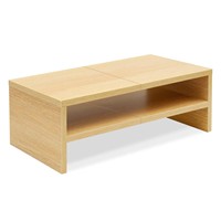 Support d'écran en bois écologique à 2 niveaux, pliable, pour imprimante de bureau, étagère pour ordinateur portable de 20 pouces, support TV, organisateur de bureau en érable