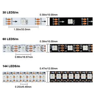 DC5V WS2812B dijital 5050 SMD RGB IC esnek beyaz siyah PCB <span class=keywords><strong>LED</strong></span> piksel bant adresli RGB su geçirmez 5V <span class=keywords><strong>LED</strong></span> ışık şerit