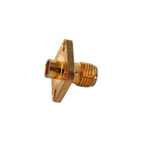 Conector Coaxial RF SMA Hembra de 4 Orificios (Latón PTFE 50ohm) para Cable Coaxial RG402 de 141" (12.7mm) con Montaje de Brida Cuadrada para Pruebas