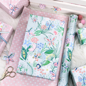 Butterfly Floral <b>Wrapping</b> <b>Paper</b> Roll Double Side Art <b>Paper</b> Eco-Friendly Gift Packaging with PE Coating 80GSM - Product Image 2