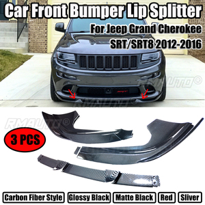 Divisor de Parachoques Delantero para Jeep Grand Cherokee SRT SRT8 2012-2016 2013 2014, Estilo Fibra de Carbono, Negro Brillante, Negro Mate - Product Image 1