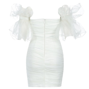 A3429 <span class=keywords><strong>abiti</strong></span> da donna pieghettati <span class=keywords><strong>in</strong></span> <span class=keywords><strong>Organza</strong></span> bianca senza spalline di vendita calda Casual Sexy elegante - Product Image 5