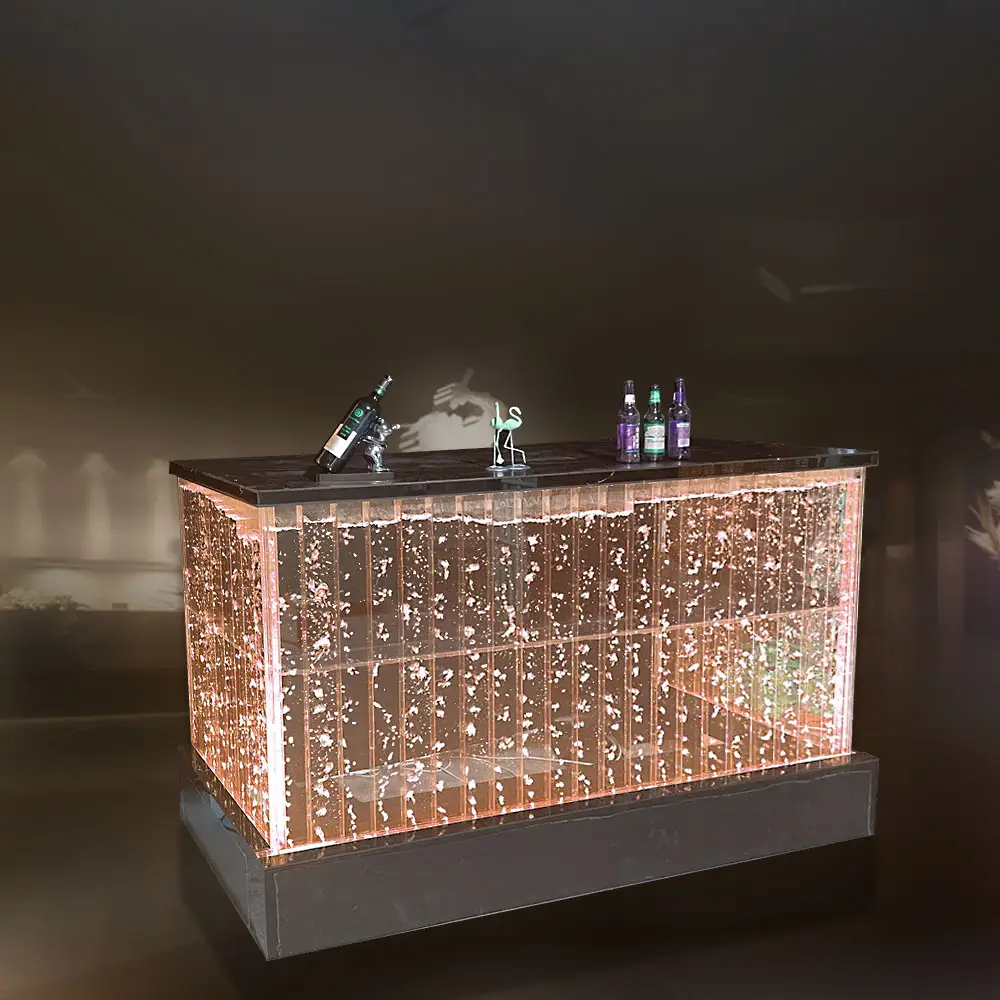 Mesa de burbujas de agua brillante, barra de Bar LED, mesa de bar, muebles de club nocturno