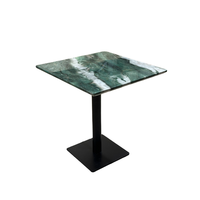 Table de jardin carrée en marbre vert de 80 cm pour café et restaurant