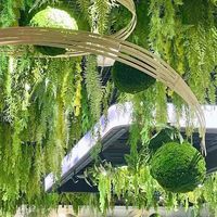 Guirlande de feuilles de fougère artificielles en plastique, verdure pour décoration intérieure et extérieure, plantes murales suspendues en herbe artificielle