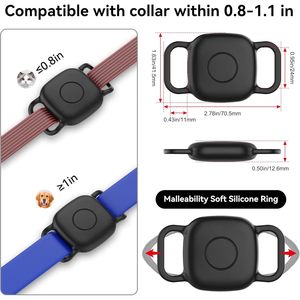 ที่ใส่ปลอกคอสุนัขกันน้ำสำหรับ Life360 Tile Mate Tracker 2 ชิ้น ฝาครอบซิลิโคนทนทาน ป้องกันการสูญหาย สีดำ ดีไซน์เรียบง่าย - Product Image 5