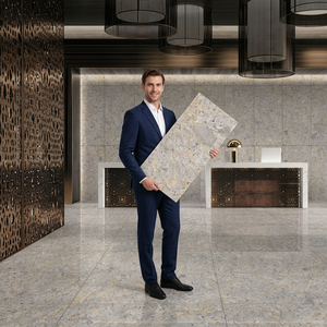 Vistaar Fortune Grey 600x1200mm Marble Look Polished Porcelain Floor Tiles from India - Export Quality Ceramic Design - Product Image 1