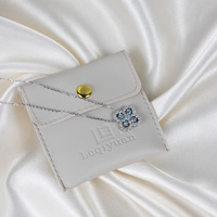 Pochette à bijoux en cuir PU avec bouton pression, portable, 8*8cm, sac de rangement pour bijoux