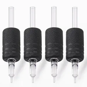 Wholesale Tattoo Supply Round Diamond Magnum clear Tubes 1 inch Custom Silicone Plastic Professional Disposable Tattoo Grips