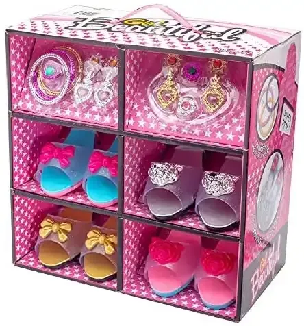 Pretend Makeup Toys Set Girls Dress Up Toys Kit Stylish Crystal Shoes Jewelry Set,Crown Princess Accessory Set