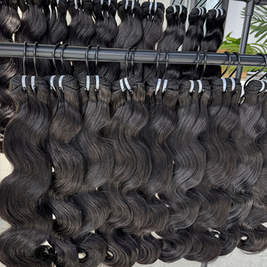 <b>Body</b> <b>Wave</b> Hair Extensions Human Hair Natural Black Soft Wavy Double Weft Thick Full Hair Bundles For Wholesale Supply - Product Image 2