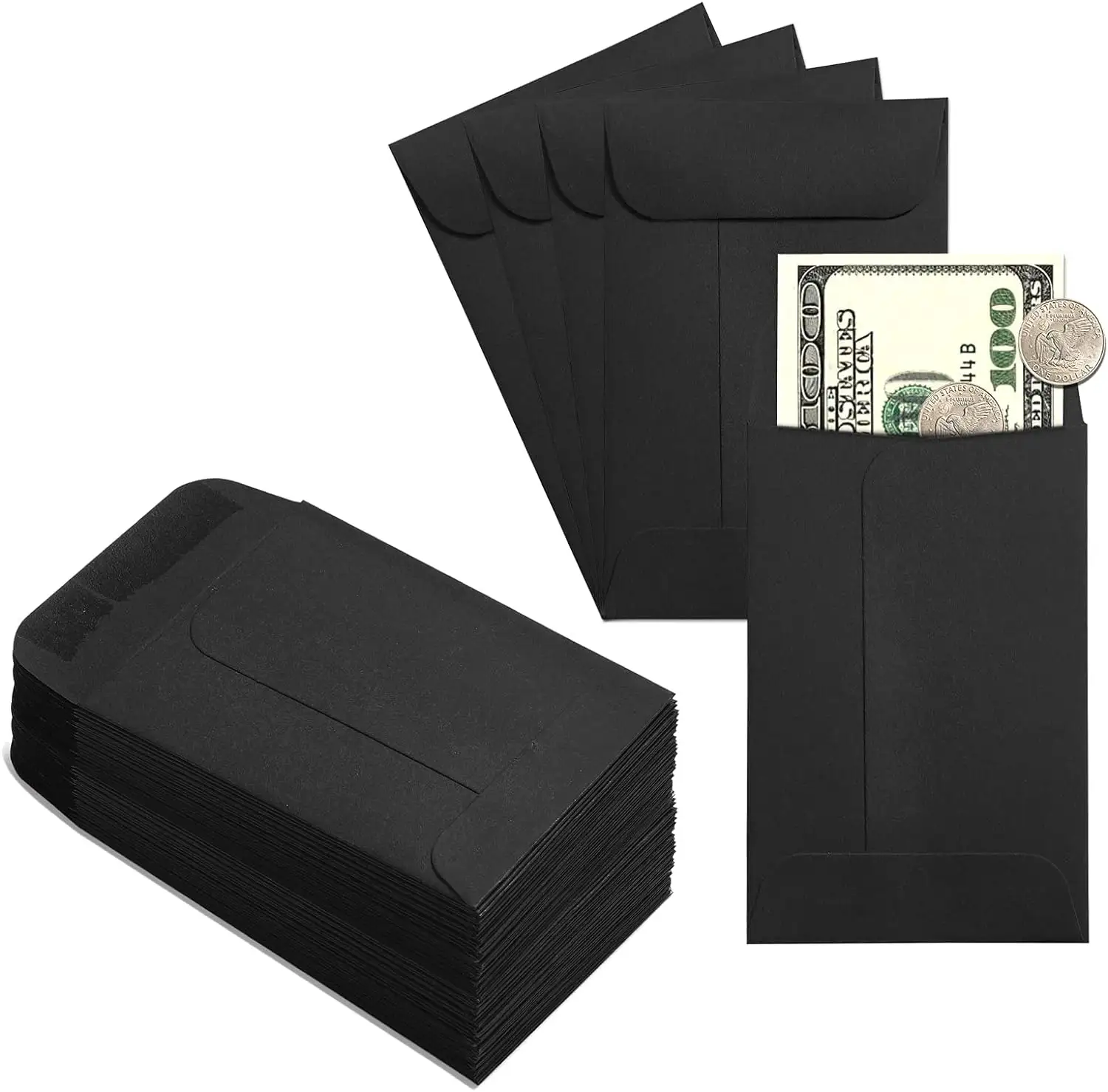 150gsm 2-1/4 X3-1/2 일반 검은 봉투 블랙 작은 봉투 포장 미니 봉투 가정용 정원 사무실 사용