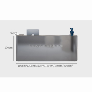 Quầy Lễ Tân Nhỏ Văn Phòng Màu Bạc Cửa Hàng Đặt Làm Theo Yêu Cầu Châu Âu Quầy Trước Quầy Thu Ngân Cửa Hàng Bằng Vàng Thép Không Gỉ - Product Image 2