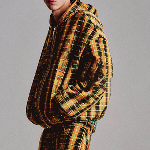 Veste à <span class=keywords><strong>capuche</strong></span> épaisse en flanelle imitation à carreaux 100 % coton, coupe oversize et carrée, style streetwear décontracté pour <span class=keywords><strong>homme</strong></span>, personnalisable OEM/ODM - Product Image 4