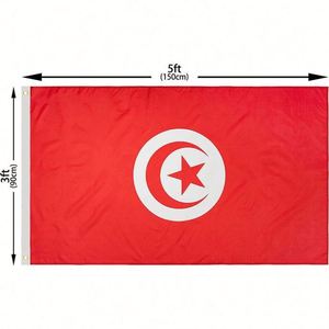 Custom Size Tunisia 3x5 Ft Polyester Fade Resistant Double Stitch Tunisian National <b>Flags</b> for Country Events Decorative - Product Image 2