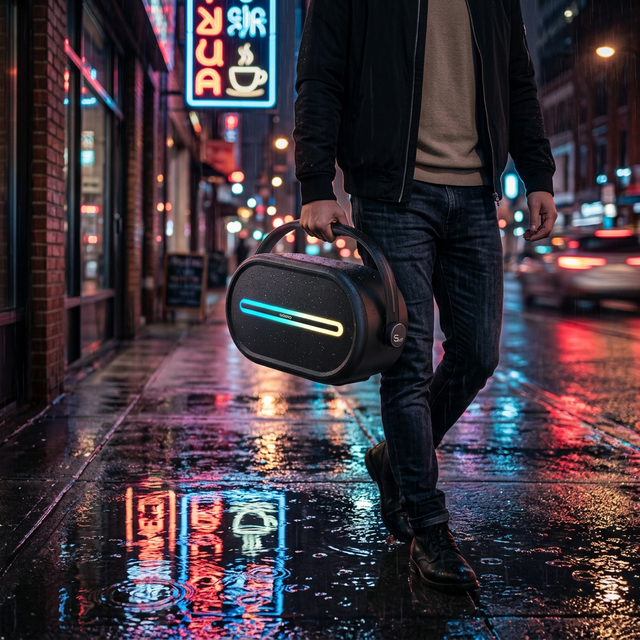 S28M 60W Portable Boombox Speaker, IPX4 Waterproof Wireless Speaker with RGB Light Guitar Input Support OEM/ODM