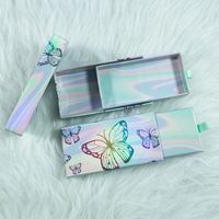 Boîtes à cils en stock, boîte tiroir pour cosmétiques, boîte en papier coulissante avec fenêtre PVC, logo imprimé personnalisable, faux cils